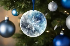 Snow Flake Christmas Round Cute Ornament Sublimation Product Image 4