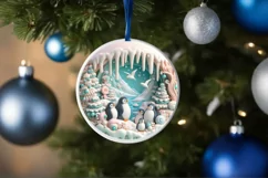 Christmas Round Cute Penguin Ornament Sublimation Product Image 4
