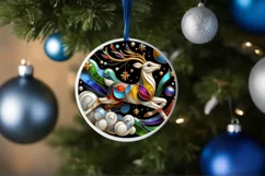 Christmas Round Reindeer Animal Ornament Sublimation Product Image 4