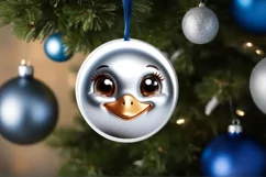 Swan Christmas Round Ornament Sublimation PNG Product Image 1