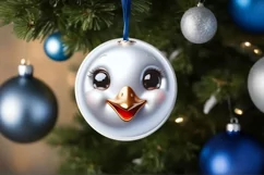 Swan Christmas Round Ornament Sublimation PNG Product Image 3