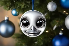 Swan Christmas Round Ornament Sublimation PNG Product Image 1