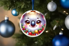 Koala Christmas Round Ornament Sublimation PNG Product Image 3