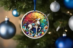 Christmas Round Cute Reindeer Ornament Sublimation Product Image 4
