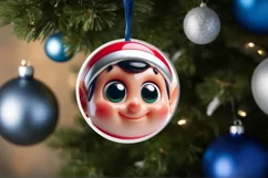 Elf Christmas Round Ornament Sublimation PNG Product Image 3