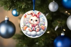 Vintage Baby Bunny on Cloud Christmas Ornament Product Image 4