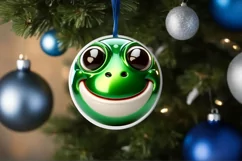 Frog with big eyes Round Christmas Ornament Sublimation PNG Product Image 3