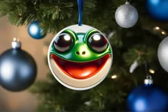 Frog with big eyes Round Christmas Ornament Sublimation PNG Product Image 3