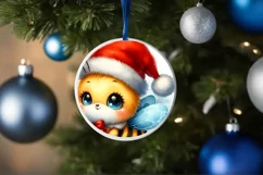Vintage Bee with Santa Hat Sticker Sublimation PNG Product Image 4