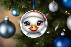 Swan with big eyes Round Christmas Ornament Sublimation PNG Product Image 3