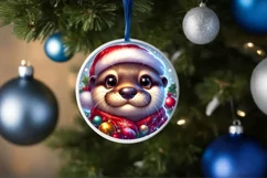 Shiny Christmas Otter Ornament Clipart Product Image 3