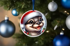 Otter with big eyes Round Christmas Ornament Sublimation PNG Product Image 3