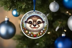 Otter with big eyes Round Christmas Ornament Sublimation PNG Product Image 3