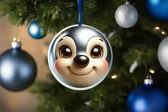 Deer with big eyes Round Christmas Ornament Sublimation PNG Product Image 1