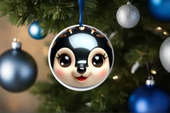 Deer with big eyes Round Christmas Ornament Sublimation PNG Product Image 3