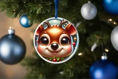 Deer with big eyes Round Christmas Ornament Sublimation PNG Product Image 1