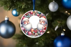 Santa with Santa Round Ornament Sublimation PNG Product Image 1