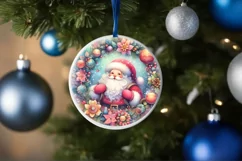 Santa with Santa Round Ornament Sublimation PNG Product Image 1