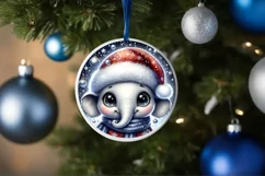 Elephant with big eyes Round Christmas Ornament Sublimation Product Image 3