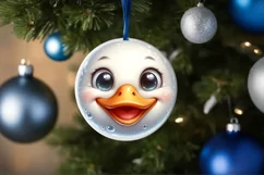 Duck with big eyes Round Christmas Ornament Sublimation PNG Product Image 3