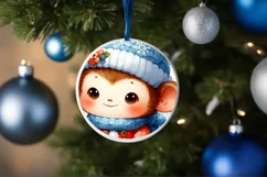 Cute Baby Monkey in Winter Clothes PNG Product Image 1