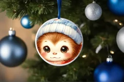 Cute Baby Monkey in Winter Clothes PNG Product Image 4
