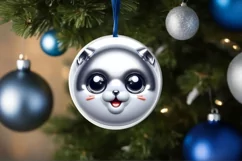 Kitten with big eyes Round Christmas Ornament Sublimation Product Image 1
