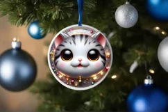 Kitten with big eyes Round Christmas Ornament Sublimation Product Image 3