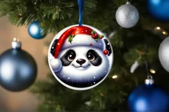 Panda Smiling Round Ornament Sublimation PNG Product Image 1