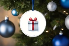 Gift Centered Round Christmas Ornament Sublimation PNG Product Image 4