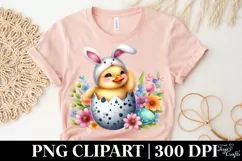 Easter Duckling Bunny Flower, Clipart |T-shirt, Mug PNG Product Image 4