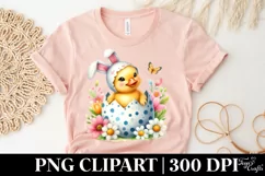 Duckling with Easter Bunny Ears Flower, Clipart |T-shirt Product Image 5