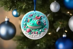 Christmas Frog Round Ornament Sublimation PNG Product Image 4