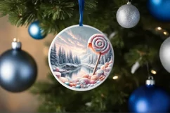 Molten Candy Winter Scene Round Christmas Ornament Product Image 4