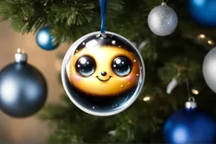Bee with big eyes Round Christmas Ornament Sublimation PNG Product Image 1