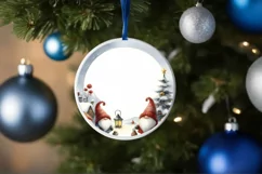 Winter Gnomes Round Christmas Ornament Sublimation PNG Product Image 4