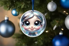 Shiny Christmas Fairy Round Ornament Sublimation PNG Product Image 3