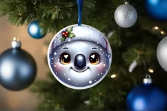 Shiny Christmas Koala Round Ornament Sublimation PNG Product Image 1