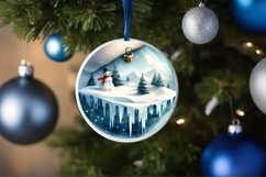 Winter Wishes Round Christmas Ornament Sublimation PNG Product Image 4