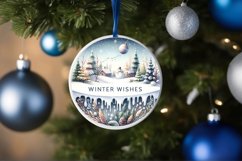 Winter Wishes Round Christmas Ornament Sublimation PNG Product Image 4