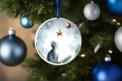 Cat Christmas Watercolor Clipart PNG Product Image 4