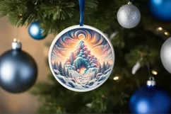 Pastel Molten Candy Winter Scene Round PNG Product Image 4