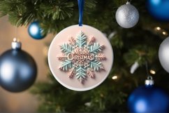 Snow Flake Christmas Round Cute Ornament Sublimation Product Image 4