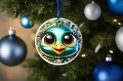 Peacock Smiling Round Ornament Sublimation PNG Product Image 1