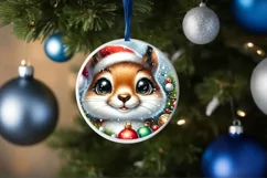 Squirrel Christmas Round Ornament Sublimation PNG Product Image 3