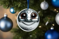 Turtle Christmas Round Ornament Sublimation PNG Product Image 3
