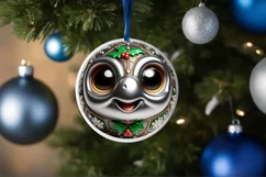 Turtle Christmas Round Ornament Sublimation PNG Product Image 1