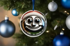 Shiny Christmas Christmass Tree Round Ornament Sublimation Product Image 3