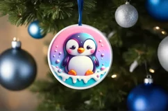 Pastel Marzipan Christmas Penguin Round PNG Product Image 1