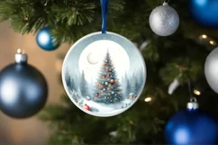 Christmas Tree Watercolor Round PNG Product Image 1